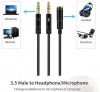 Аудио адаптер / переходник Mini Jack 3.5 мм для подключения наушников с микрофонов от смартфона к ПК или ноутбуку (черный)