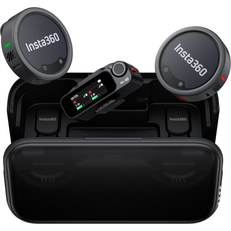 Профессиональный комплект беспроводных микрофонов петличек Insta360 Mic Pro (1 приемник RX + 2 передатчика TX + зарядный кейс)