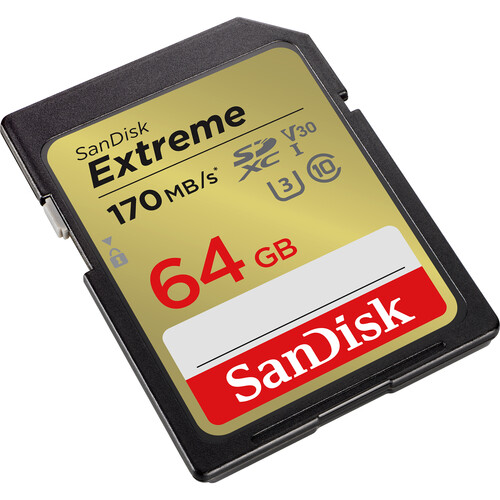 Карта памяти SDXC SanDisk Extreme 64GB UHS-I C10, U3, V30 (SDSDXV2-064G-GNCIN) R170/W80