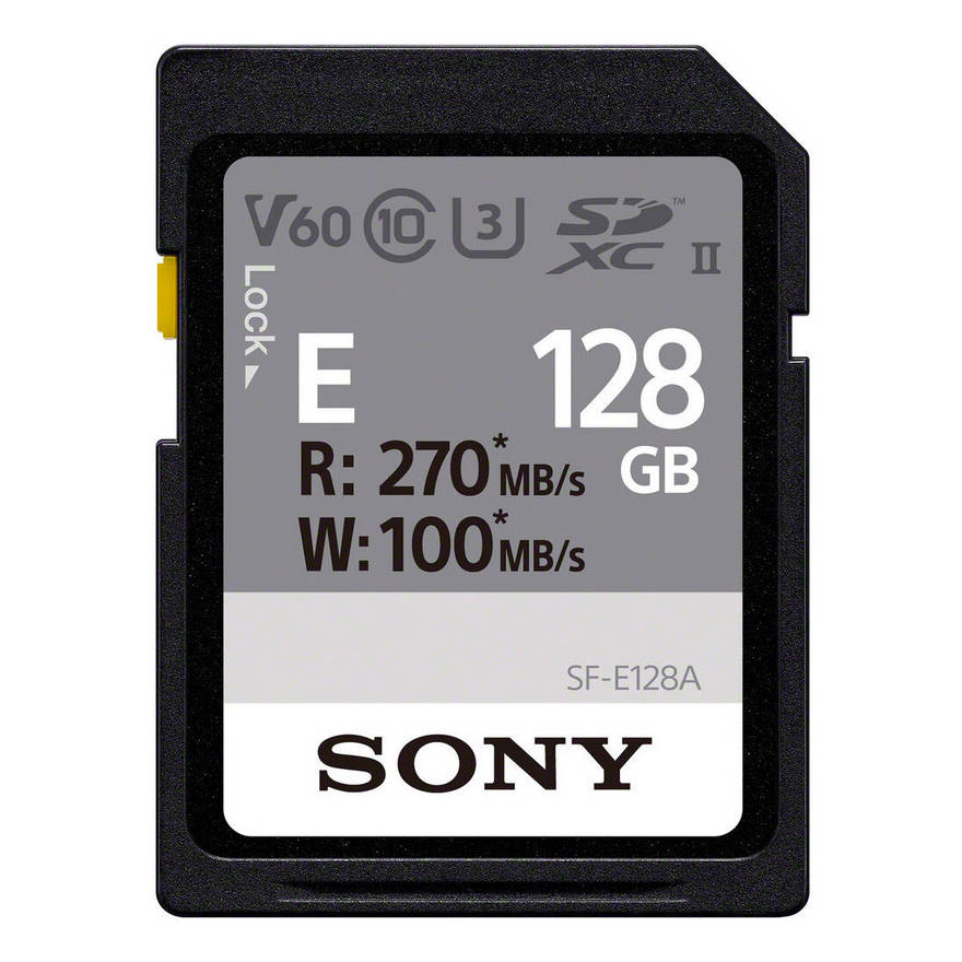 Карта памяти SDXC Sony SF-E 128Gb, UHS-II, V60, C10, U3 (SF-E128A/T ET4) R270MB/S, W100MB/S