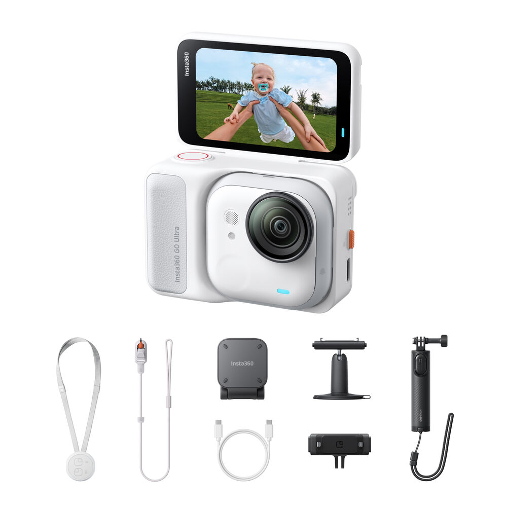 Сверхкомпактная экшн-камера со стабилизацией Insta360 GO Ultra Creator Bundle Arctic White (вес 109гр, 2,5-дюймовый поворотный сенсорный экран)