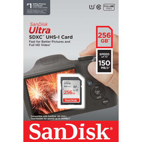 Карта памяти SD SanDisk Ultra 256GB UHS-I (SDSDUNC-256G-AN6IN) 150 МБ/с