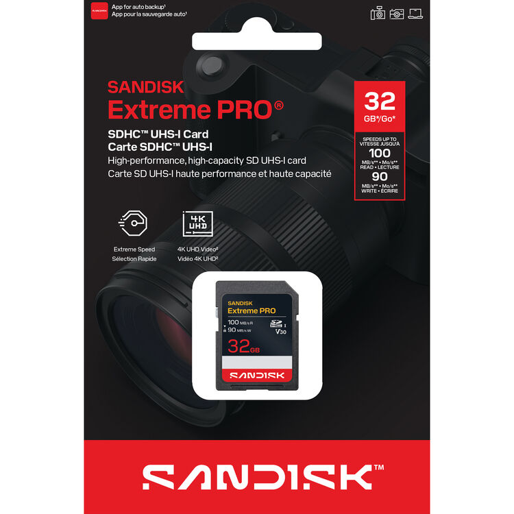 Карта памяти SDXC SanDisk Extreme Pro 32GB UHS-I, C10, U3, V30 (SDSDXXO-032G-GSCIN)  R100/W90