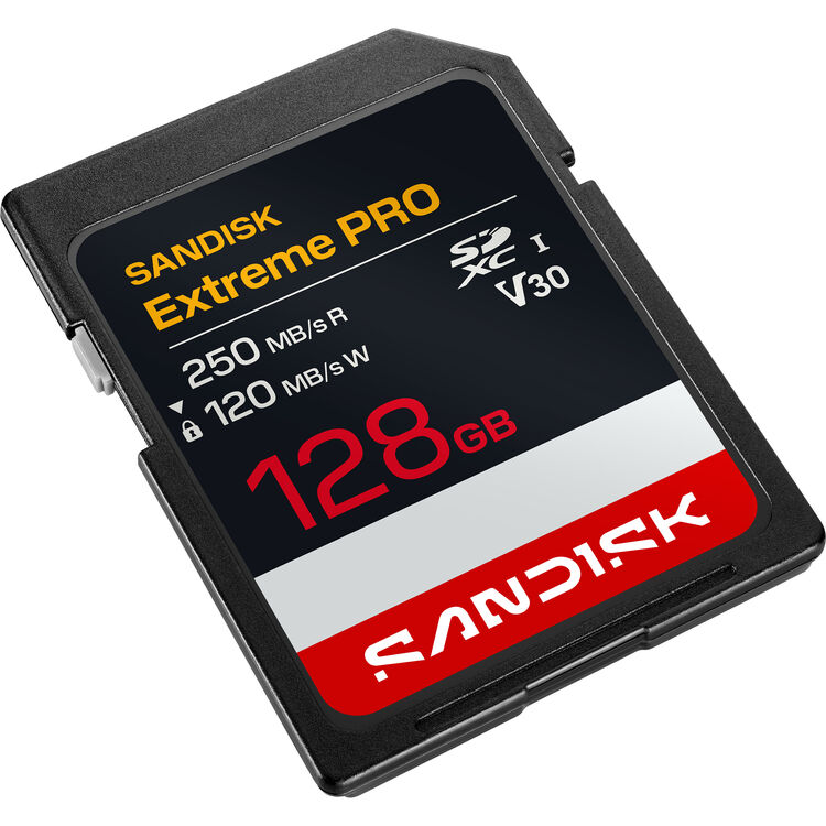 Карта памяти SDXC SanDisk Extreme Pro 128GB UHS-I, C10, U3, V30 (SDSDXXJ-128G-GSCIN)  R250/W120
