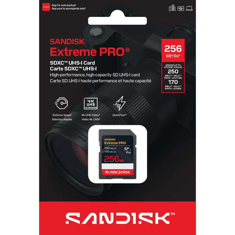 Карта памяти SDXC SanDisk Extreme Pro 256GB UHS-I, C10, U3, V30 (SDSDXXJ-256G-GSCIN)  R250/W170