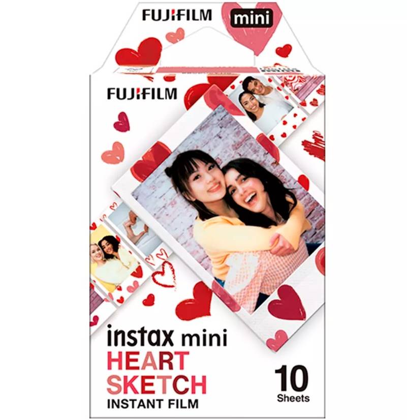 Пленка Fujifilm instax mini Heart Sketch (10 штук в упаковке) подходит для фотокамер и принтеров instax mini