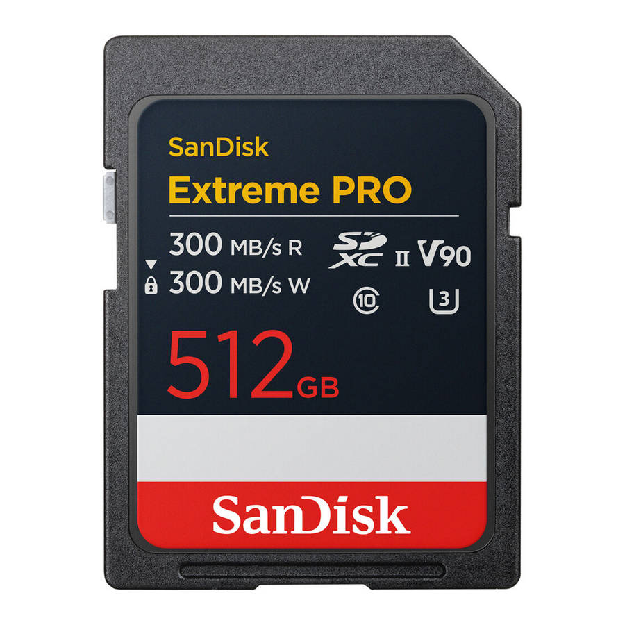 Высокоскоростная карта памяти SDXC SanDisk Extreme Pro 512GB UHS-II Card U3, V90, VIDEO 8K (SDSDXDM-512G-GN4IN) R300/W300