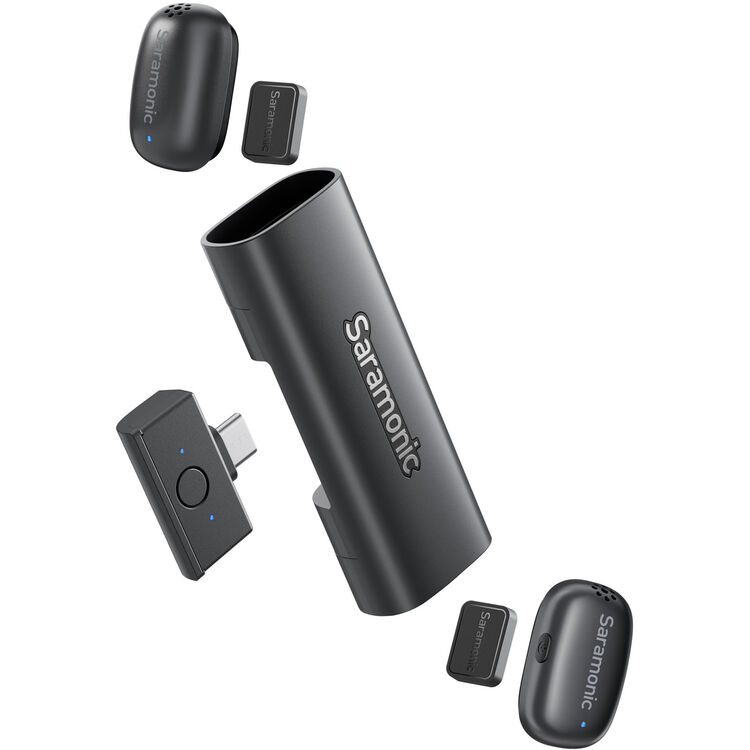 Комплект беспроводных микрофонов петличек Saramonic Air SE (1 приемник USB-C + 2 передатчика + переносной кейс-зарядка) для смартфонов, планшетов, компьютеров и других совместимых устройств