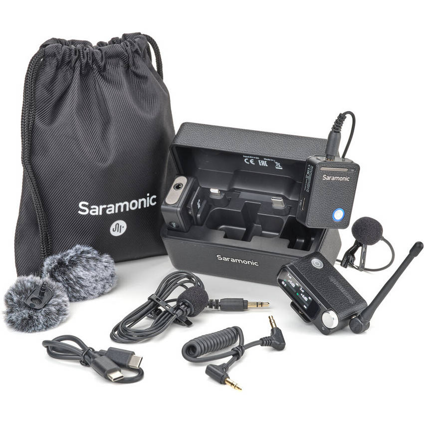 Комплект беспроводных микрофонов петличек Saramonic Ultra (приемник RX + 2 передатчика TX + зарядный кейс + 2 петличных микрофона) для ПК, ноутбука, iPhone/Andriod смартфонов, фото/видео камер и других совместимых устройств (Black)