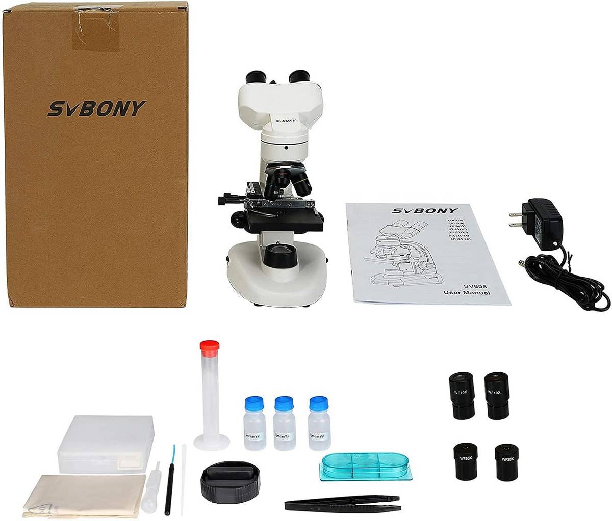 Микроскоп школьный SVBONY SV605 80-1600x (F9370A)