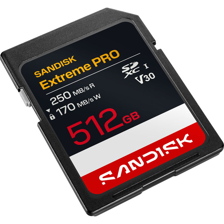 Карта памяти SDXC SanDisk Extreme Pro 512GB UHS-I, C10, U3, V30 (SDSDXXJ-512G-GSCIN)  R250/W170