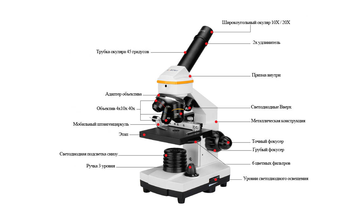 Микроскоп школьный SVBONY SV601 80-1600x (F9365A)