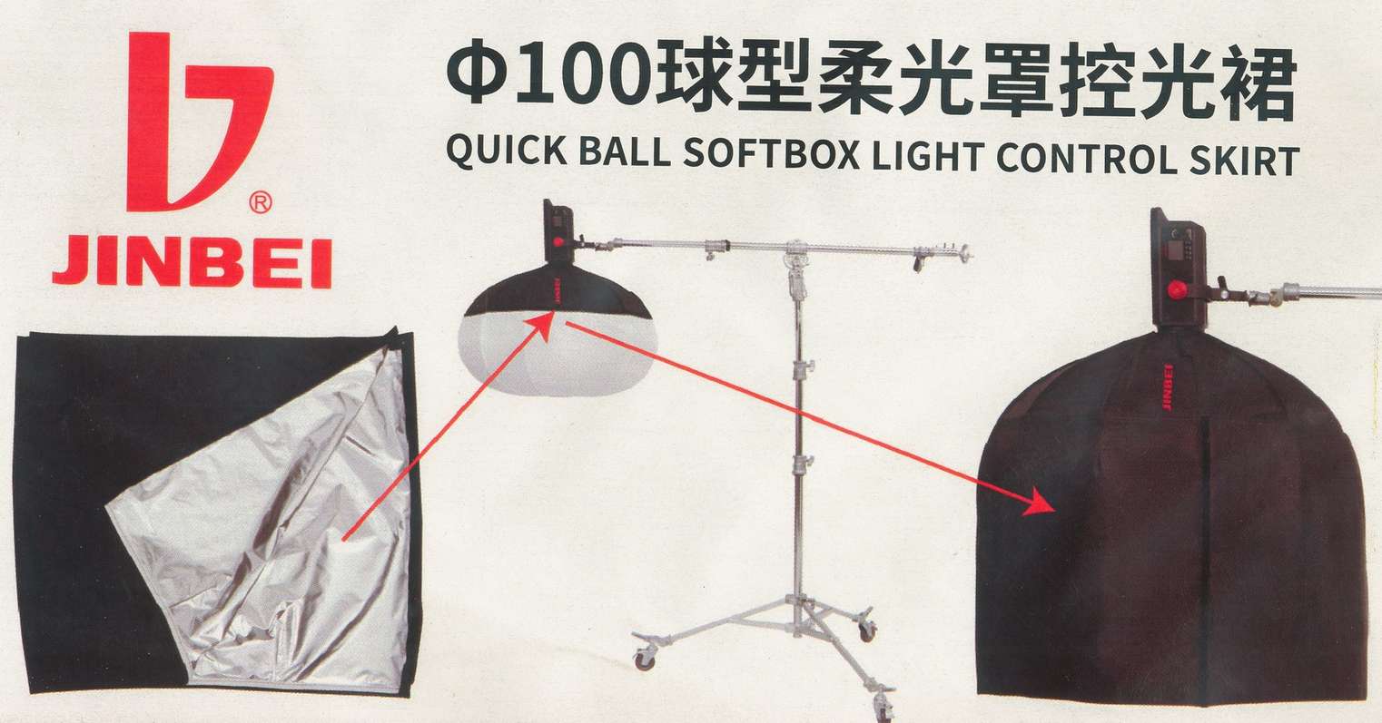 Зонт-софтбокс на просвет Jinbei Quick Ball Softbox Ф100 + Ткань/шторка управления светом