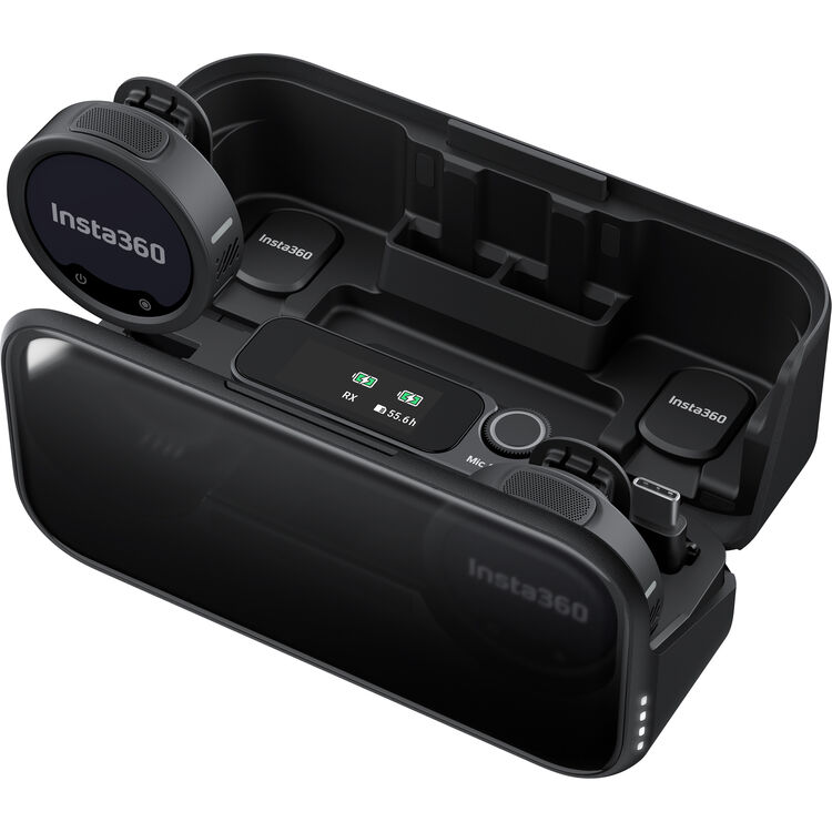 Профессиональный комплект беспроводных микрофонов петличек Insta360 Mic Pro (1 приемник RX + 2 передатчика TX + зарядный кейс)