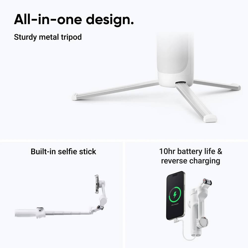 Электронный стабилизатор для смартфонов Insta360 Flow 2 AI Tracker Bundle с функциями искусственного интеллекта (Stone Gray)