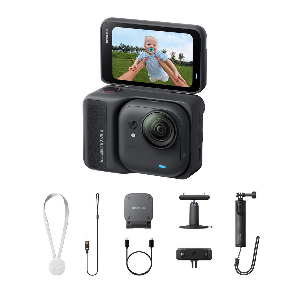Сверхкомпактная экшн-камера со стабилизацией Insta360 GO Ultra Creator Bundle Midnight Black (вес 109гр, 2,5-дюймовый поворотный сенсорный экран)