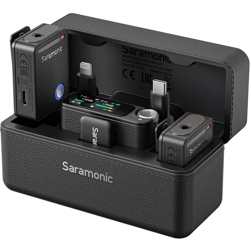 Комплект беспроводных микрофонов петличек Saramonic Ultra (приемник RX + 2 передатчика TX + зарядный кейс + 2 петличных микрофона) для ПК, ноутбука, iPhone/Andriod смартфонов, фото/видео камер и других совместимых устройств (Black)
