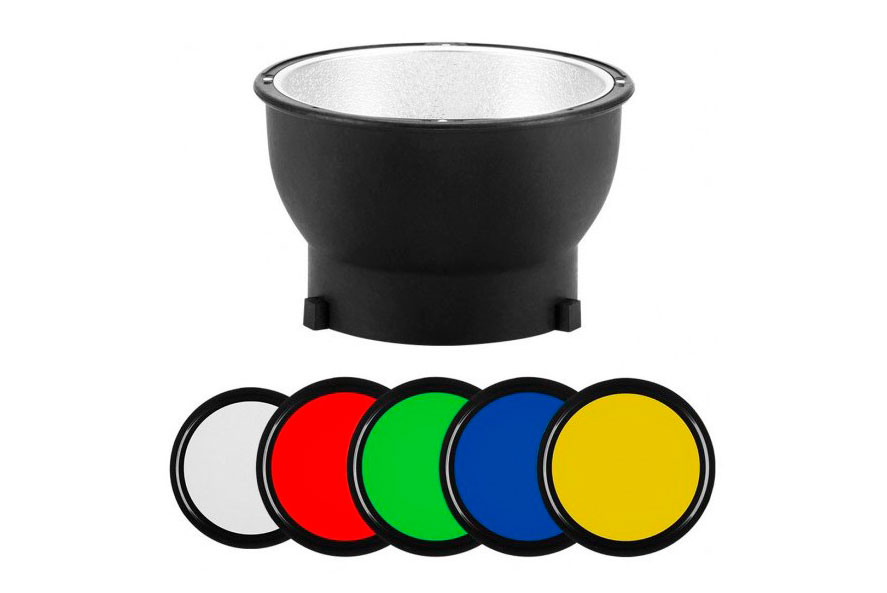 В продаже рефлекторы Jinbei Reflector Magnetic 14cm + Гелевые фильтры (5 цветов)