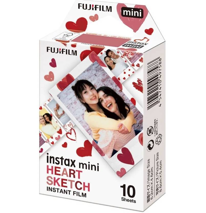 Пленка Fujifilm instax mini Heart Sketch (10 штук в упаковке) подходит для фотокамер и принтеров instax mini