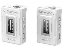 Комплект беспроводного ультракомпактного двухканального микрофона петлички CKMOVA Vocal X V1 2,4 ГГц (1 приемник RX + 1 передатчик TX) для камер, смартфонов, компьютеров и микшеров с выходом для наушников (White)