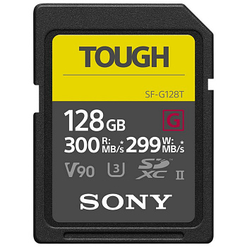 Карта памяти SDXC Sony TOUGH-G series 128Gb, UHS-II, V90, CL10, U3 (SF-G128T/T1) R300MB/S, W299MB/S