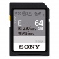 Карта памяти SDXC Sony SF-E Series 64Gb, UHS-II, V30, C10, U3 (SF-E64/T2 ET4) R270MB/S, W45MB/S	