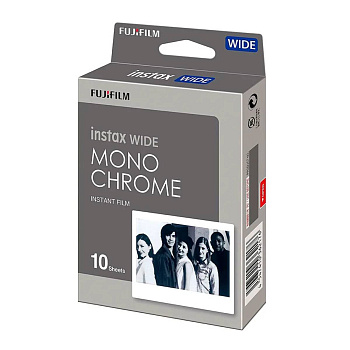 Пленка Fujifilm instax WIDE Monochrome (10 штук в упаковке) имеет большой размер кадра подходит для фотокамер и принтеров instax WIDE