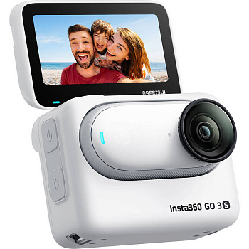 Сверхкомпактная экшн-камера со стабилизацией Insta360 GO 3S 4K Arctic White (128GB, вес 97гр, 2,2-дюймовый откидной сенсорный экран)