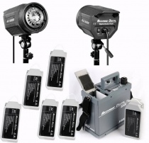 Комплект автономного освещения JINBEI Rechargeable Digital RD-600 (1 блок автономного питания + 2 осветителя RD-600 + 6 аккумуляторов 3000Mah)