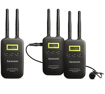 Комплект беспроводных микрофонов петличек Saramonic VmicLink5 (приемник RX + 2 передатчика TX)