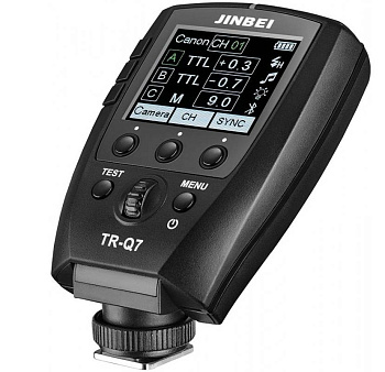 Универсальный радиопередатчик для студийных вспышек Jinbei TR-Q7 Integrated Hot Shoe Transmitter TTL / HSS (подходит для камер Canon, Nikon, Sony, Panasonic, Olympus и Fujifilm), а также Sony с отдельно приобретаемым адаптером