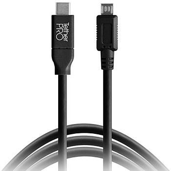 Кабель Tether Tools TetherPro с USB-C на USB 2.0 Micro-B, 15' (4,6м), (CUC2515-BLK) Black