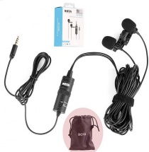 Универсальный двойной петличный всенаправленный конденсаторный микрофон BOYA BY-M1DM (для фотоаппаратов, видеокамер, диктофонов, планшетов, ПК)