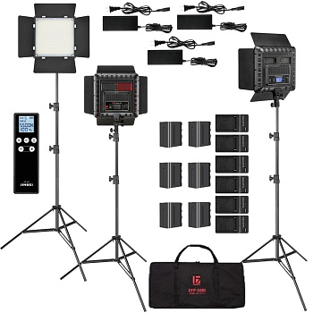 Комплект из 3-х светодиодных панелей для фото/видео Jinbei EFP-50 Bi-color Temperature LED Panel Light Kit3 (2700K-7500K, 6000Lux)