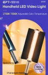 Яркая ручная светодиодная панель Jinbei EFT-551 Bi-Color с регулируемой цветовой температурой от 2700°K до 7500°K (при 5500K: 2200Lux (0,5м), Ra>96, TLCI>96, Мощность 24Вт, Световые эффекты: 9шт) + 2 лит. батареи 26650