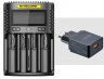 Интеллектуальное зарядное устройство со встроенным USB-micro портом NITECORE UM4 (для Ni-MH / Ni-Cd / Li-Ion / IMR / LiFePO4) 4 канала,  до 1,5А на один канал + Сетевой USB-адаптер QC 3.0 (3A)
