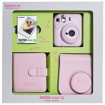 Подарочный набор Fujifilm Instax mini 12 Blossom Pink (фотоаппарат + кожаный чехол + пленка + фотоальбом + батарейки)