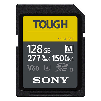 Карта памяти SDXC Sony SF-M Tough 128Gb, UHS-II, V60, C10, U3 (SF-M128T/T1) R277MB/S, W150MB/S