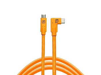 Кабель Tether Tools TetherPro с USB-C на USB-C, 15' (4,6м),  под прямым углом (CUC15RT-ORG) Orange