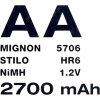 Аккумулятор АА 2700 mAh Varta Rechargeable Accu HR6, NiMH, 1.2V