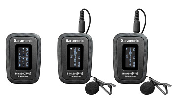 Профессиональный комплект беспроводных микрофонов петличек Saramonic Blink500 Pro B2 (1 приемник RX + 2 передатчика TX + переносной кейс-зарядка) для фотокамер, смартфонов, компьютеров и других совместимых устройств