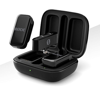 Комплект беспроводных микрофонов петличек RODE Wireless Micro 2-Person (1 приемник + 2 передатчика + зарядный кейс) с разъемом Lightning для iPhone и iOS планшетов (Черный)