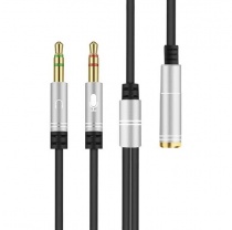 Аудио адаптер / переходник Mini Jack 3.5 мм для подключения наушников с микрофонов от смартфона к ПК или ноутбуку (серый)