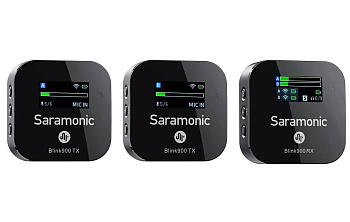 Комплект беспроводных микрофонов петличек Saramonic Blink900 B2 (приемник RX + 2 передатчика TX) для зеркальных/беззеркальных камер, видеокамер, смартфонов, планшетов, компьютеров и других устройств