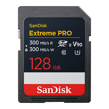 Высокоскоростная карта памяти SDXC SanDisk Extreme Pro 128GB UHS-II Card U3, V90, VIDEO 8K (SDSDXDM-128G-GN4IN) R300/W300