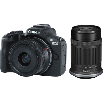 Цифровой фотоаппарат Canon EOS R50 kit2 (RF-S 18–45mm f/4.5–6.3 IS STM) + (RF-S 55-210mm f/5-7.1 IS STM) Black