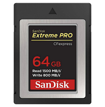 Сверхвысокоскоростная карта памяти SanDisk Extreme Pro® CFexpress® Card Type B, 64GB, RAW 4К (SDCFE-064G-GN4NN) R1500/W800