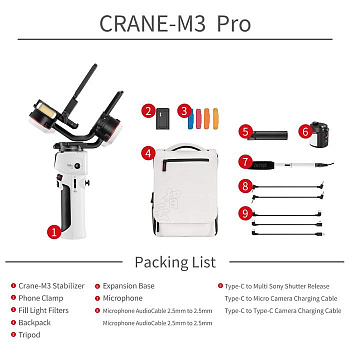 Электронный стедикам Zhiyun CRANE-M3 PRO для компактных фотоаппаратов, смартфонов и экшн-камер
