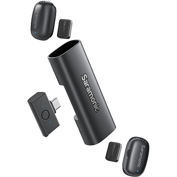 Комплект беспроводных микрофонов петличек Saramonic Air SE (1 приемник USB-C + 2 передатчика + переносной кейс-зарядка) для смартфонов, планшетов, компьютеров и других совместимых устройств