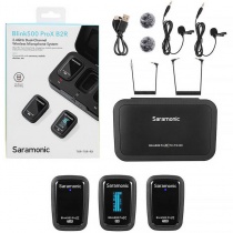 Профессиональный комплект беспроводных микрофонов петличек Saramonic Blink500 ProX B2R (1 приемник RX + 2 передатчика TXR + переносной кейс-зарядка) для фотокамер, смартфонов, компьютеров и других совместимых устройств